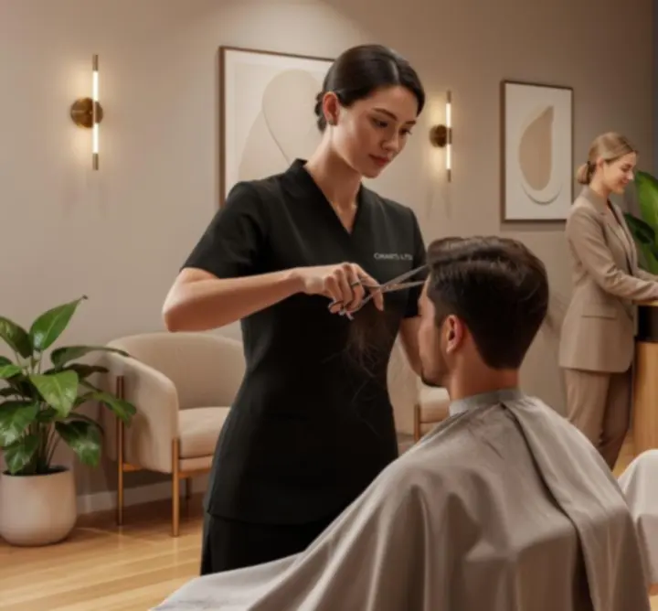 Stylists and beauty specialists working with clients in the CIKARTS LTD salon