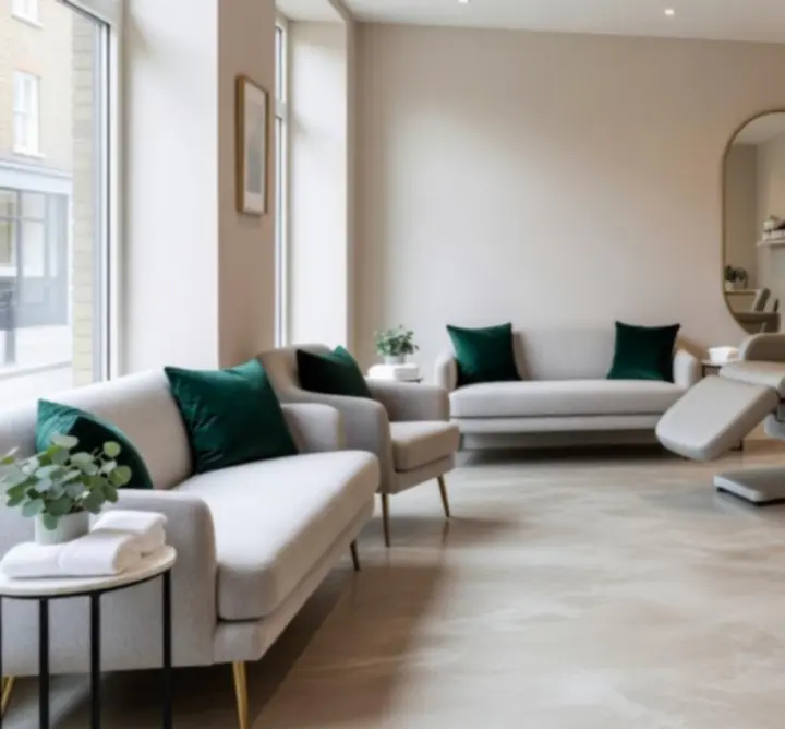 Contemporary salon interior at CIKARTS LTD with elegant, neutral design