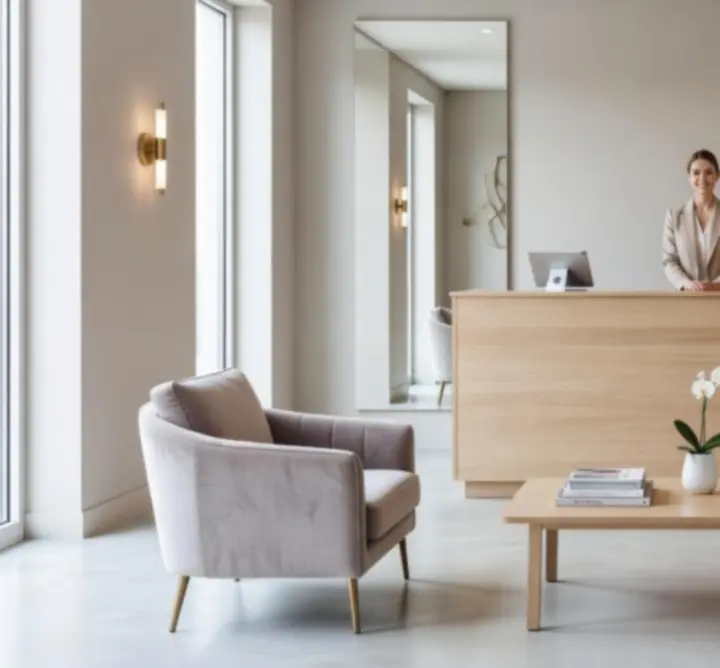 Elegant modern salon reception at CIKARTS LTD