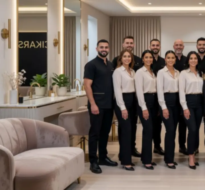The CIKARTS LTD team gathered in the salon